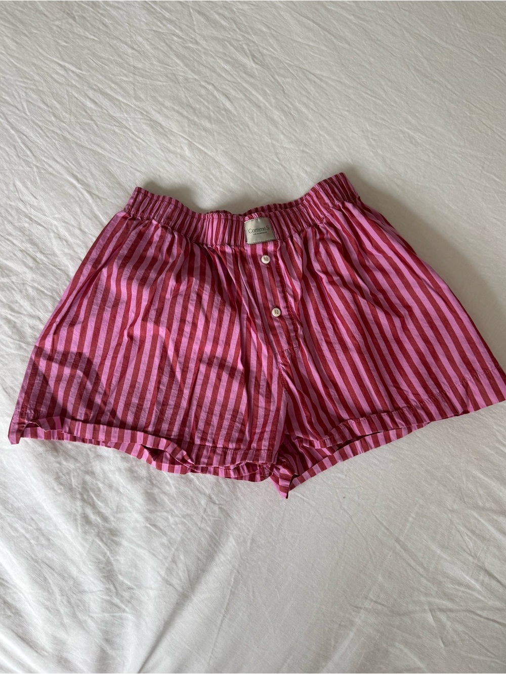 Comme Si la clasica Pink Striped Elastic-Waist Shorts